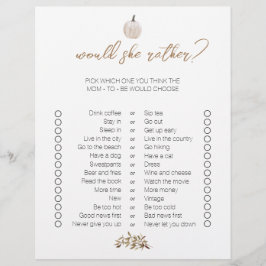 White Pumpkin Zwei-seitige Bingo Baby Shower Games