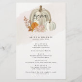 White Pumpkins and Fall Flowers Event Dinner Menu Flyer (Vorne)