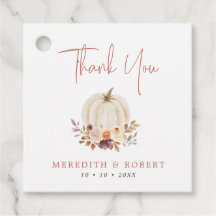 White Pumpkins & Blume Hochzeit Vielen Dank