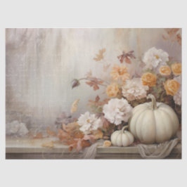 White Pumpkins Florals mit Vintagem Text-Decoupage Seidenpapier