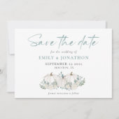 White Pumpkins Florals QR Code Wedding Save The Date (Vorderseite)