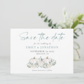 White Pumpkins Florals QR Code Wedding Save The Date (Stehend Vorderseite)
