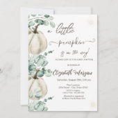 White Pumpkins Greenery Baby Shower Einladung (Vorderseite)