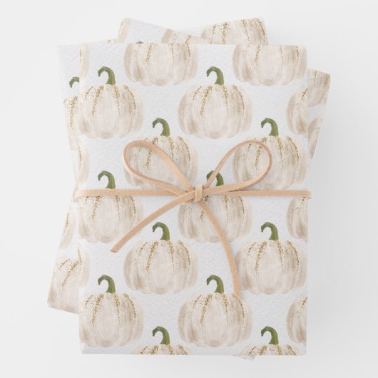 White Pumpkins Herbst Geschenkpapier Set (Beispiel)