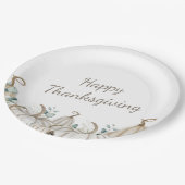 White Pumpkins Modernes Bauernhaus Happy Thanksgiv Pappteller (Schrägansicht)