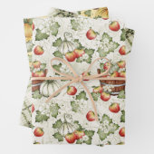 WHITE PUMPKINS & RED FALL AUTUMN APPLES GESCHENKPAPIER SET (Beispiel)