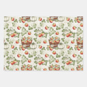 WHITE PUMPKINS & RED FALL AUTUMN APPLES GESCHENKPAPIER SET (Vorderseite)