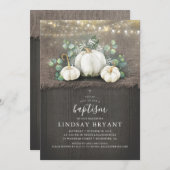White Pumpkins Rustic Country Fall Baptisse Einladung (Vorne/Hinten)