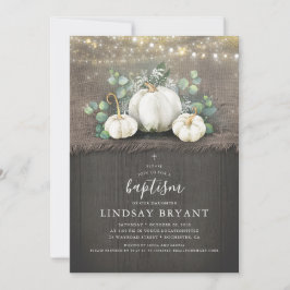 White Pumpkins Rustic Country Fall Baptisse Einladung