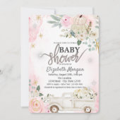 White Pumpkins Truck Blume Kinderschuh Einladung (Vorderseite)