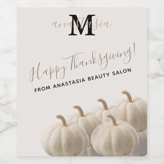White Pumpkins von Anastasia Monogram Beauty Salon Weinetikett (Einzelnes Label)