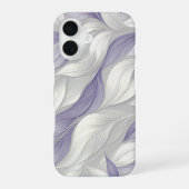 White Purple Leaf Elegant Pattern iPhone 16 Hülle (Rückseite)