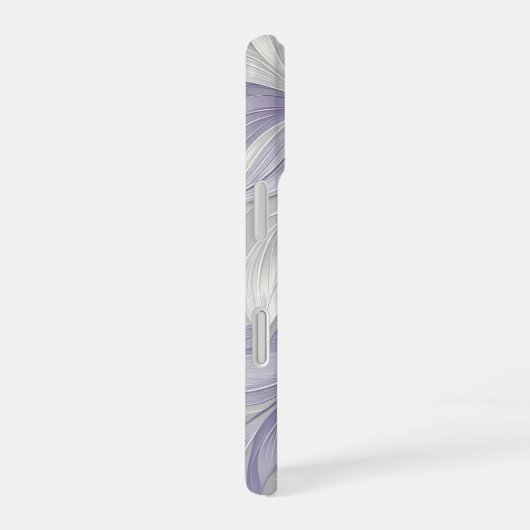 White Purple Leaf Elegant Pattern iPhone 16 Hülle (Rechte Seite)