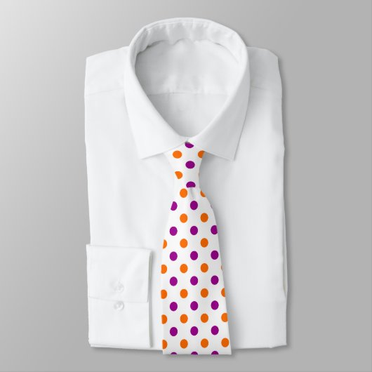 White Purple Orange Polka Dots Pattern Krawatte (Gebunden)