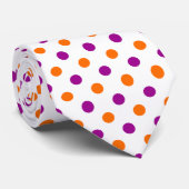 White Purple Orange Polka Dots Pattern Krawatte (Gerollt)