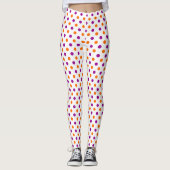 White Purple Orange Polka Dots Pattern Leggings (Vorderseite)