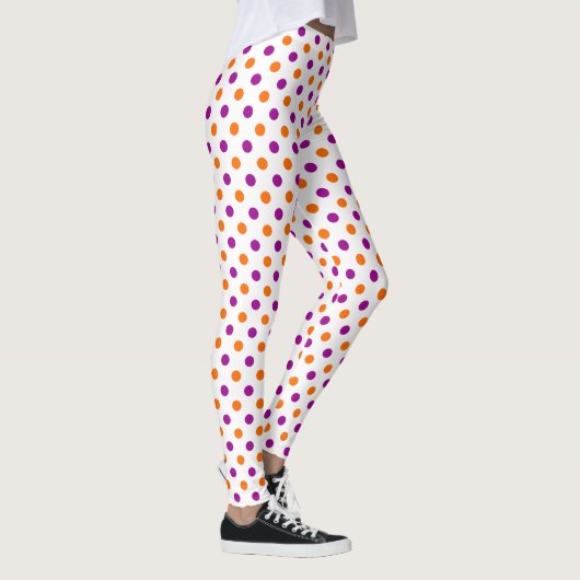 White Purple Orange Polka Dots Pattern Leggings (Rechts)