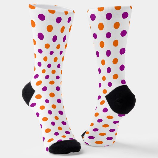White Purple Orange Polka Dots Pattern Socken (Gewinkelt)