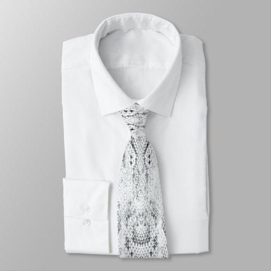 White Python Snake Skin Print Neck Tie Krawatte (Gebunden)