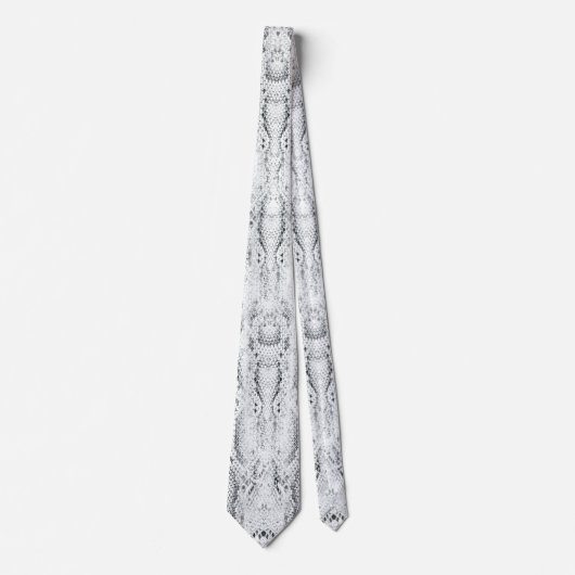 White Python Snake Skin Print Neck Tie Krawatte (Vorderseite)