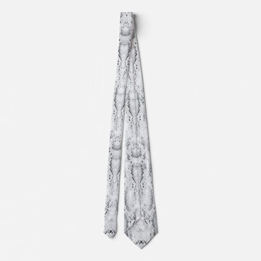 White Python Snake Skin Print Neck Tie Krawatte (Rückseite)