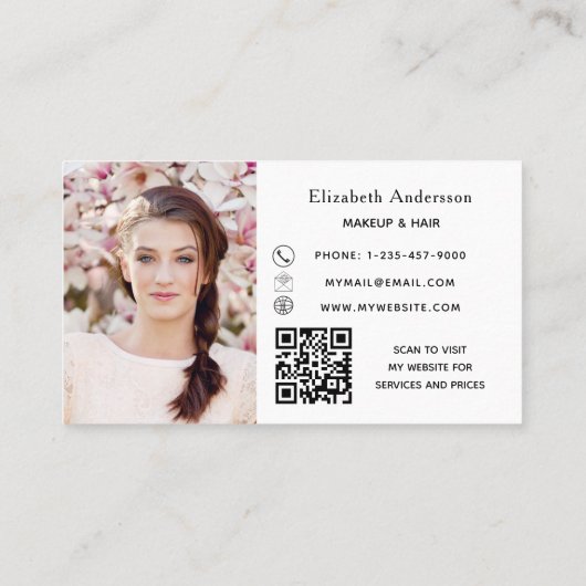 White QR Code Foto Visitenkarte (Rückseite)