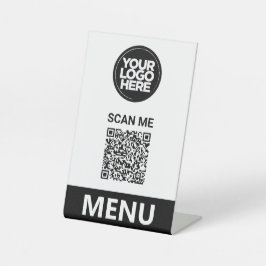 White Qr Code Menu | Logo Contactless Modern Sockelschild