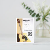 White QR Code Musiklehrer Acoustic Gitarre Visitenkarte (Stehend Vorderseite)