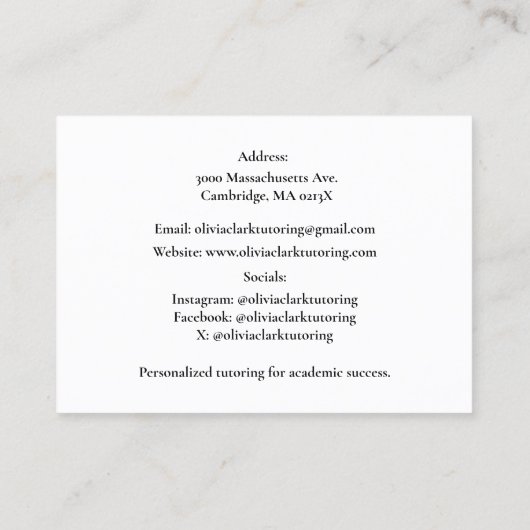 White QR Code Tutor Teacher Globe & Book Classroom Visitenkarte (Rückseite)