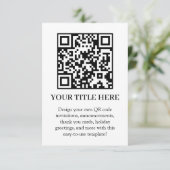 White QR | Modern Minimalist Custom Upload Einladung (Stehend Vorderseite)