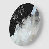 White Quartz Crystal Gemstone Geode Natural Stone Große Wanduhr (Winkel)
