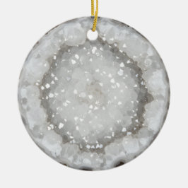 White Quartz Crystal Gemstone Geode Printed Keramik Ornament