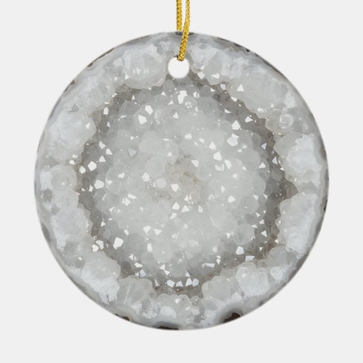 White Quartz Crystal Gemstone Geode Printed  Keramik Ornament (Vorne)