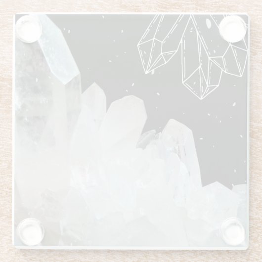 White Quarz Crystal Gemstone Geode Natural Stone Glasuntersetzer (Rückseite)