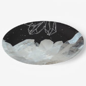 White Quarz Crystal Gemstone Geode Natural Stone Pappteller (Schrägansicht)