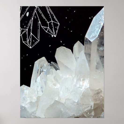 White Quarz Crystal Gemstone Geode Natural Stone Poster (Vorne)