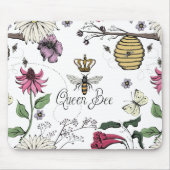 White Queen Bee Royal Crown Floral Pattern Mousepad (Vorne)