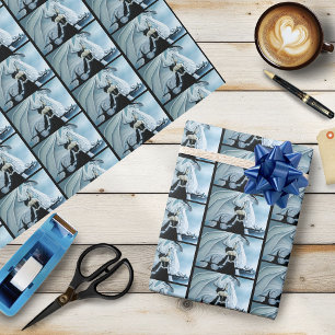 White Queen White Dragon Fantasy Geschenkpapier
