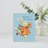 White Rabbit bläst Trompete Happy Birthday CC1126 Postkarte (Stehend Vorderseite)