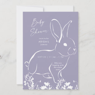 White Rabbit Dusty Blue Boy Baby Dusche Einladung
