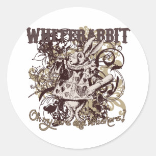 White Rabbit im Karnevalstil Runder Aufkleber