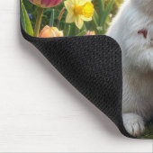 White Rabbit Licking a Chocolate Easter Bunny Mousepad (Ecke)