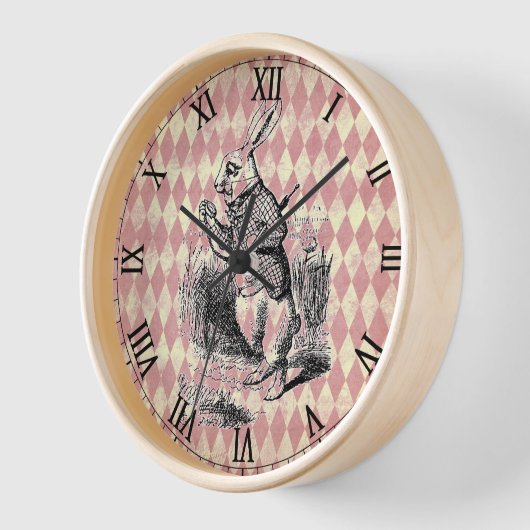 White Rabbit Pink Diamonds Wall Clock Wanduhr (Winkel)