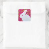 White Rabbit Quadratischer Aufkleber (Tasche)