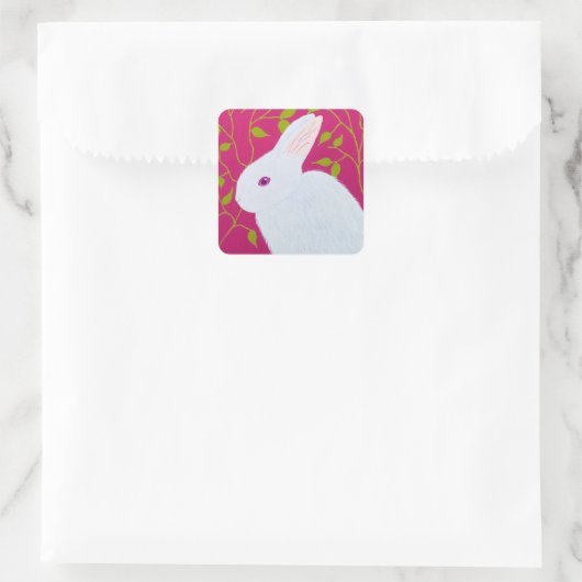 White Rabbit Quadratischer Aufkleber (Tasche)