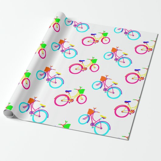 White Rainbow Bikes Colorful Geschenkpapier (Ungerollt)