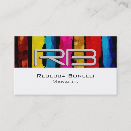 White Rainbow Gray Monogram Manager Business Card Visitenkarte (Vorderseite)