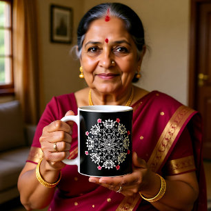 White Rangoli mit Hibiskus Kaffeetasse