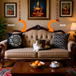 White Rangoli mit Hibiskus Kissen