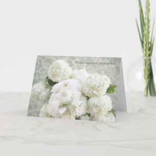 White ranunculus and hydrangeas sympathy karte